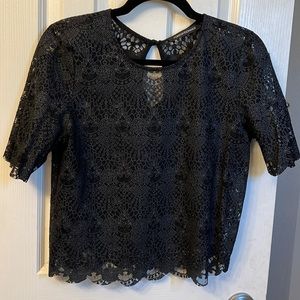 Black Lace Mesh Top Blouse - Foreign Exchange Sm/Med